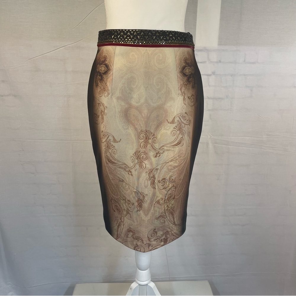 Tarun Tahiliani Bespoke Ponte Knit Pencil Skirt Beaded Waist 8